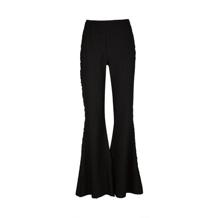 Wavy Pleated Flare Pants