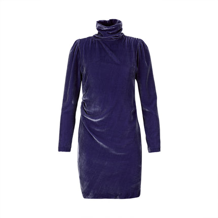 Velvet Silk Turtleneck Dress