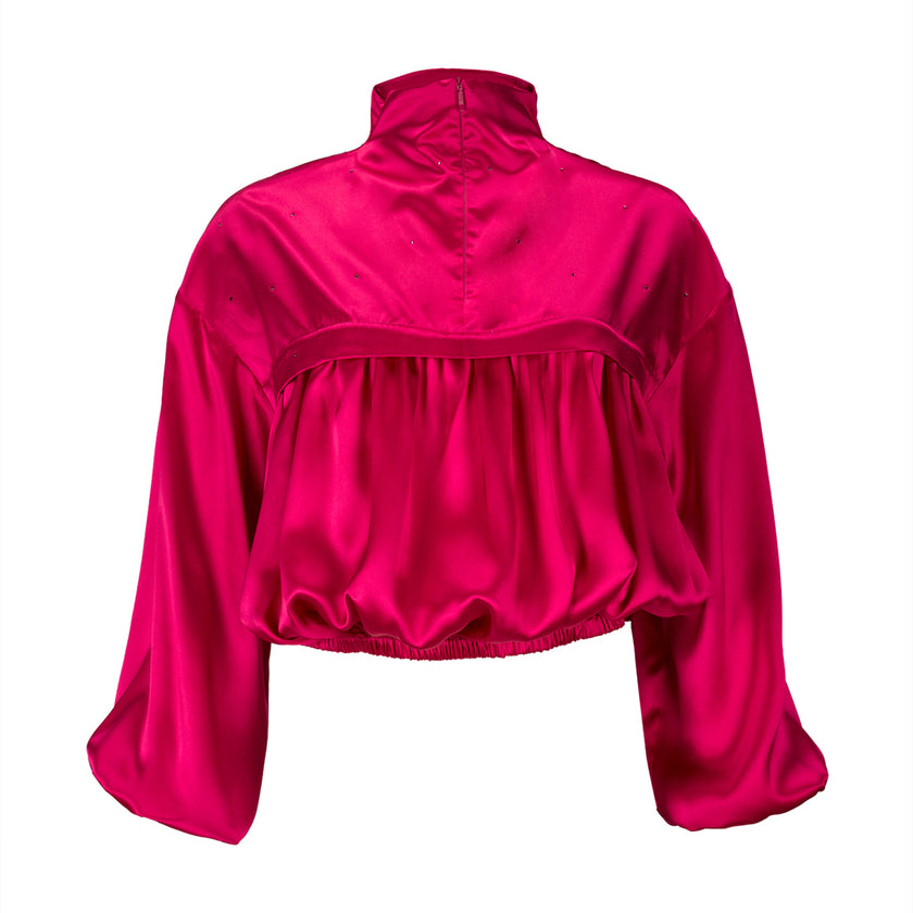 Bright Silk Blouse with Shiny Stones
