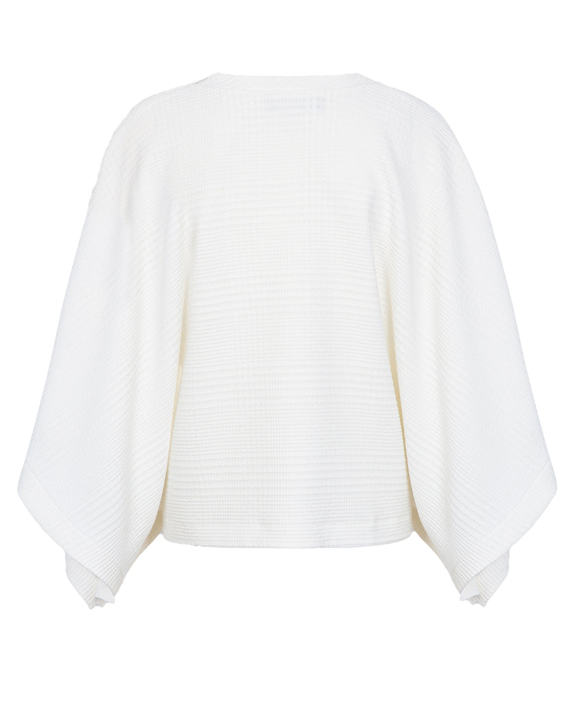 Textured Bat Sleeve Sweater