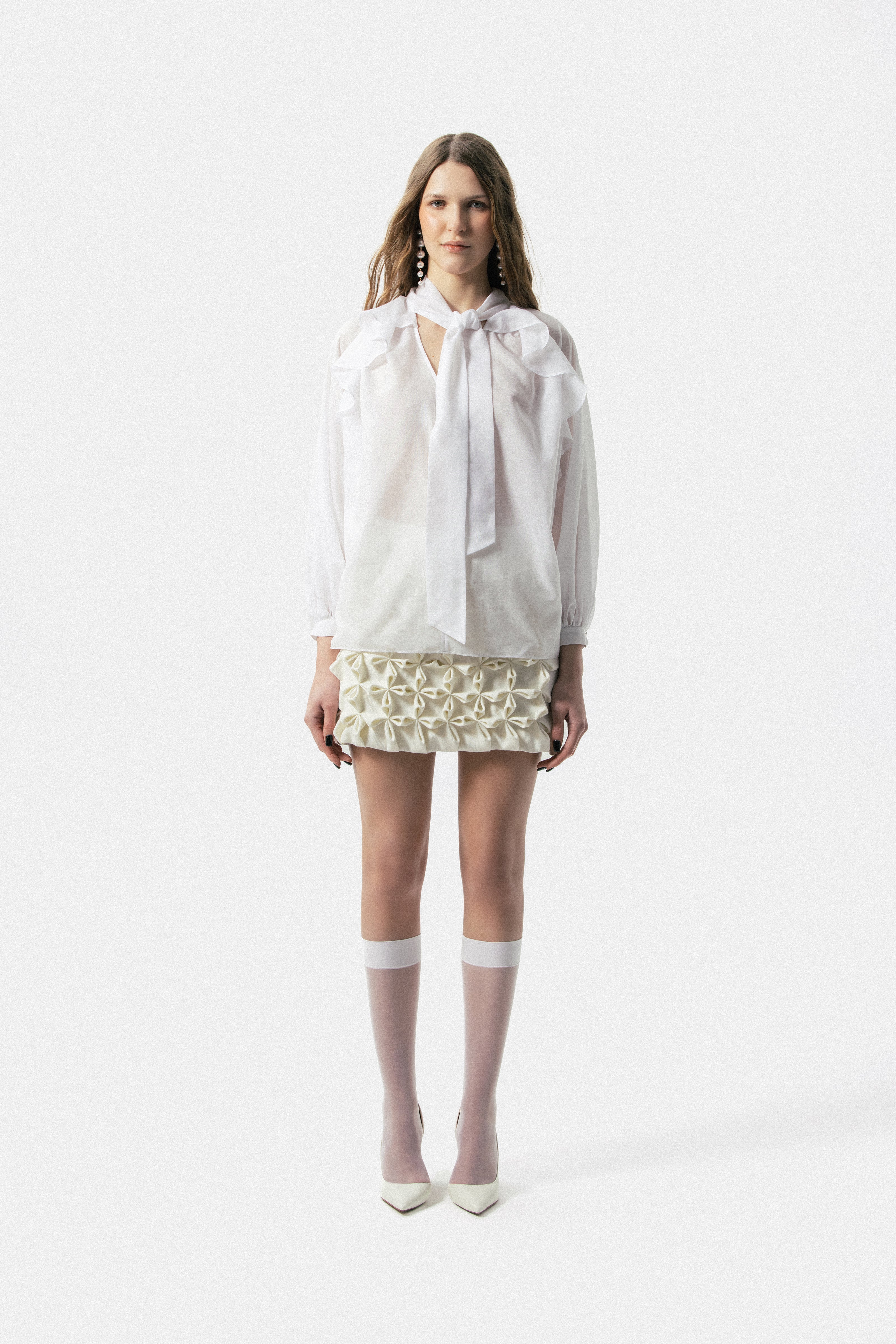 Ruffled Blouse with Bow