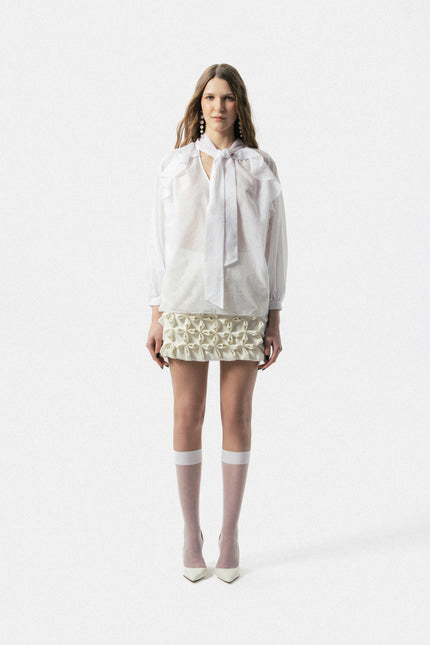 Ruffled Blouse with Bow