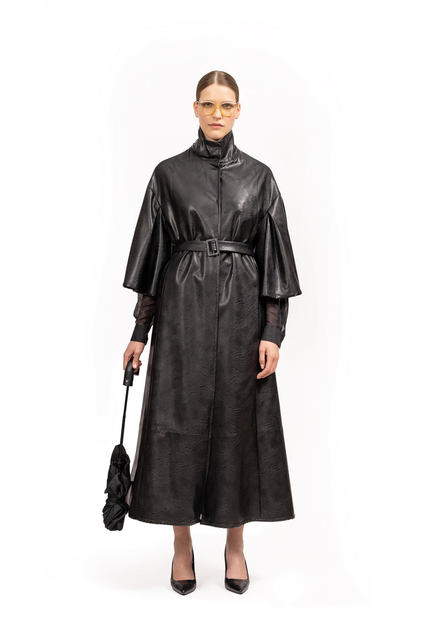 Ecopele Long Coat with Belt