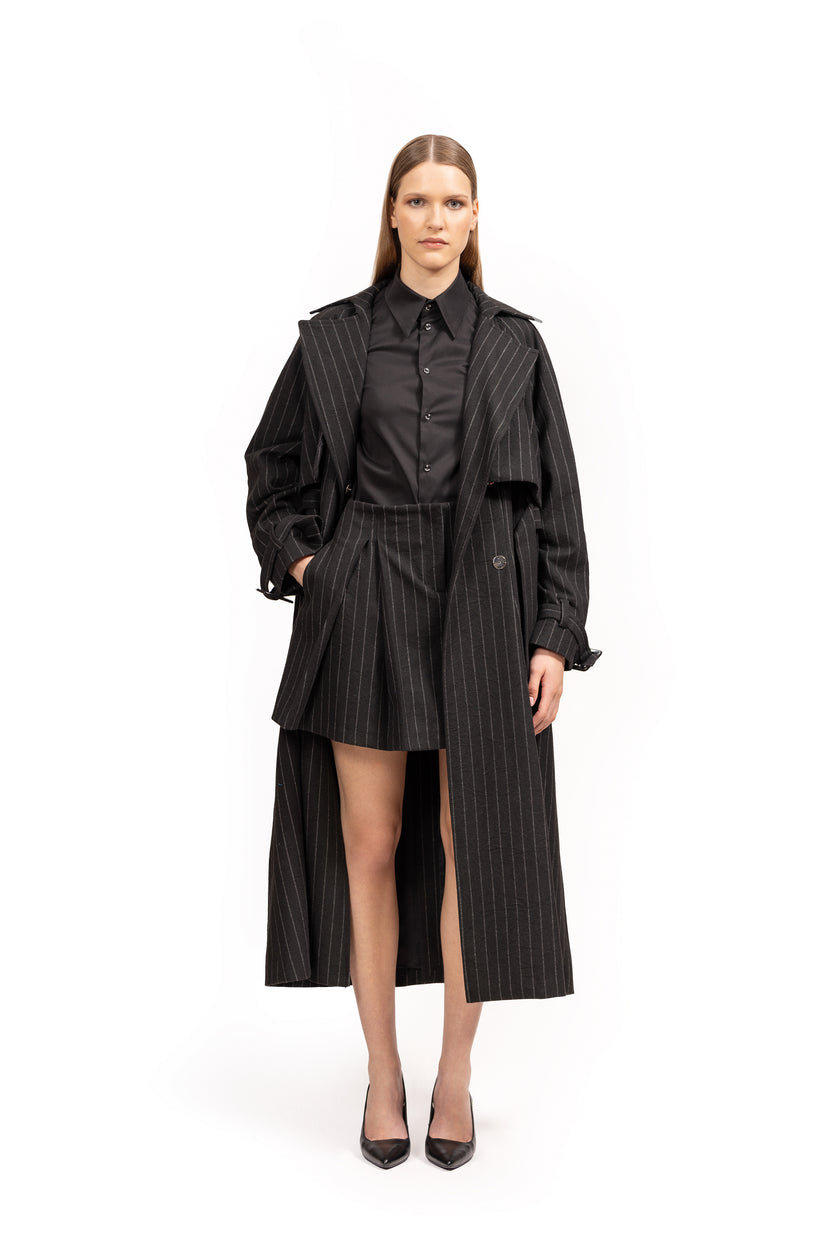 Pinstripe Pleated Skirt