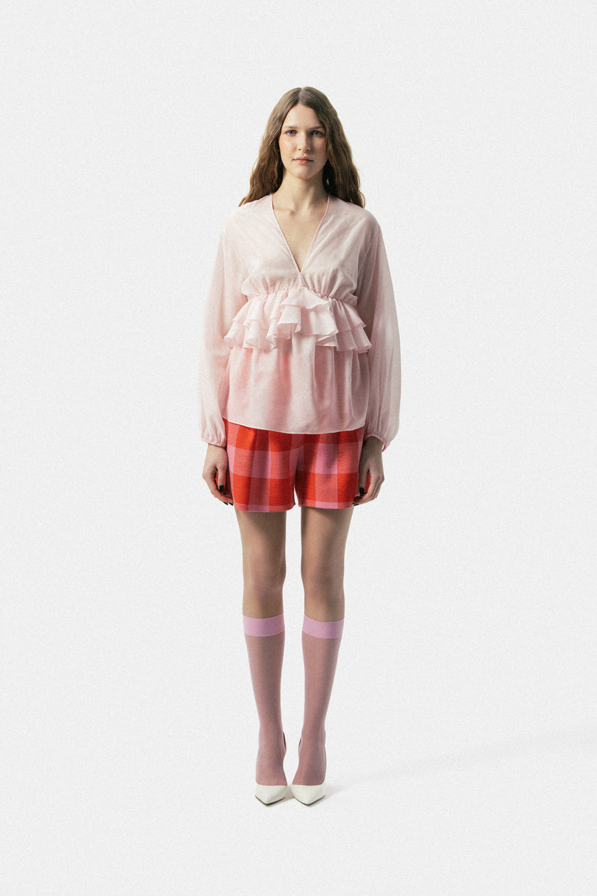 Plaid Pleated Shorts