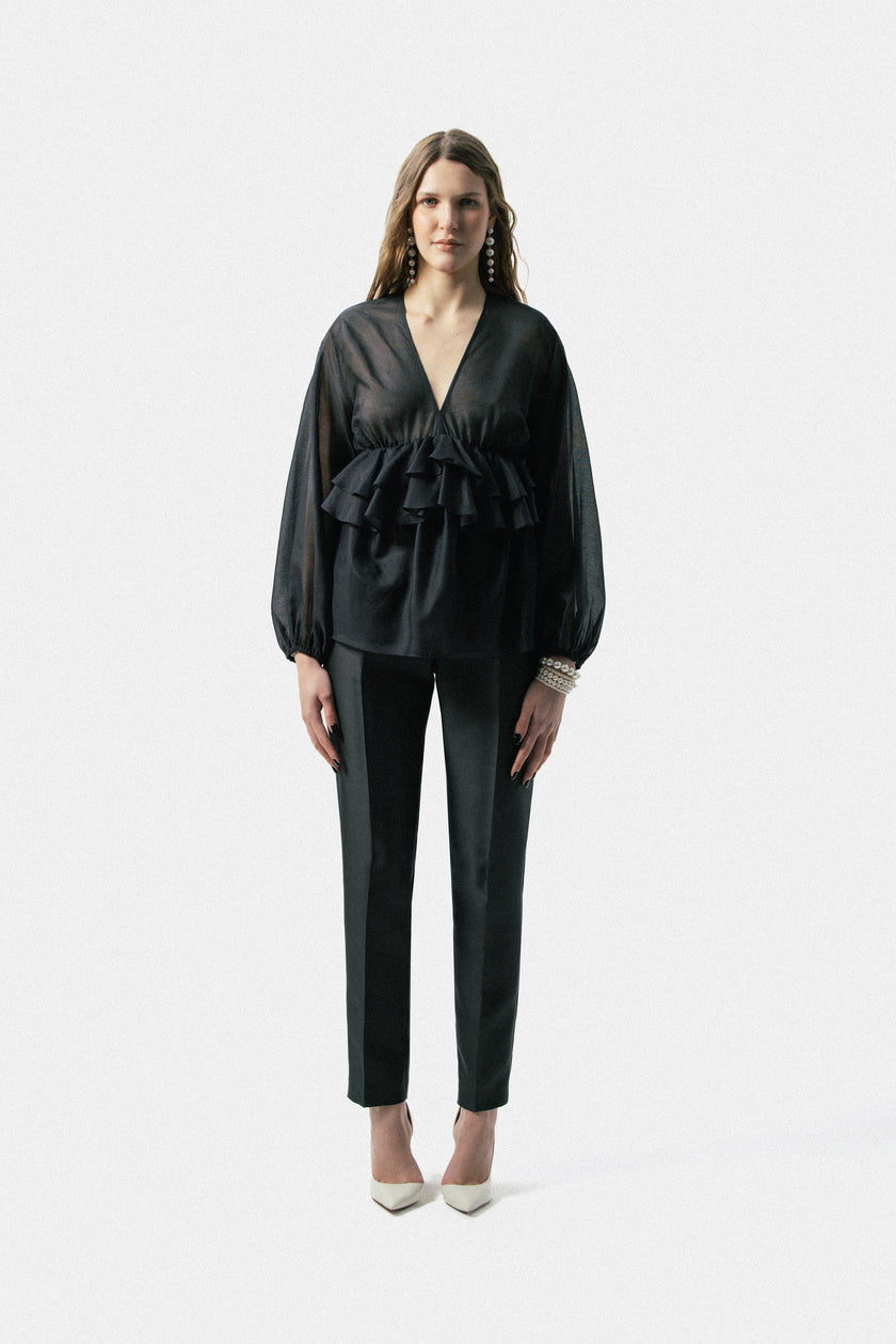 Slim-Fit Satin Tailored Pants