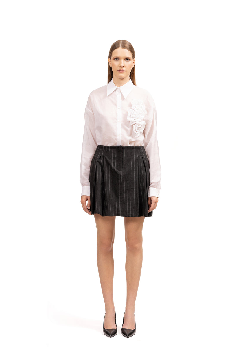 Pinstripe Pleated Skirt