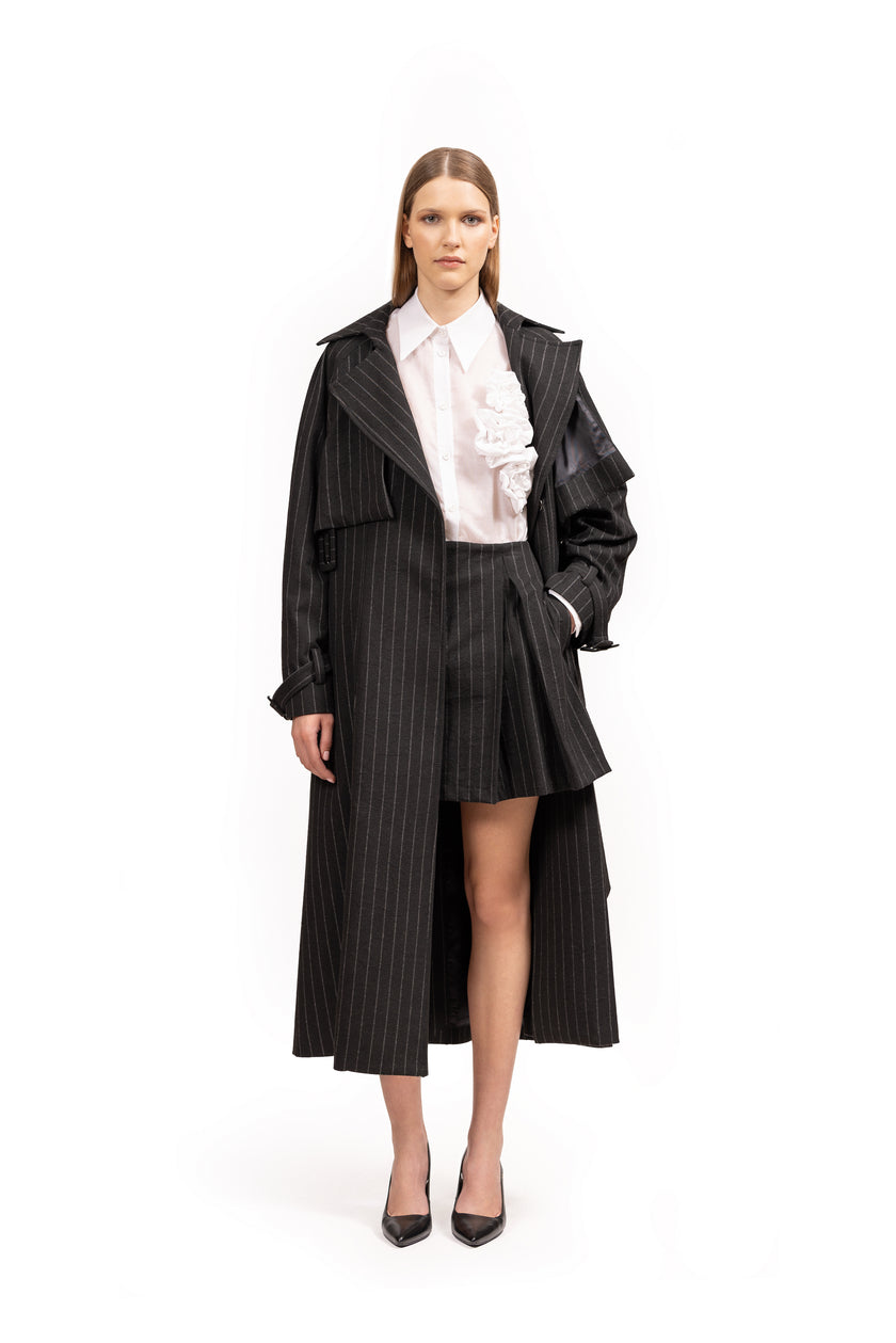 Pinstripe Pleated Skirt