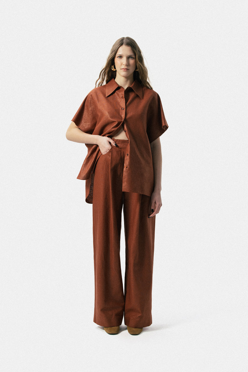 Shiny Linen Large Pants