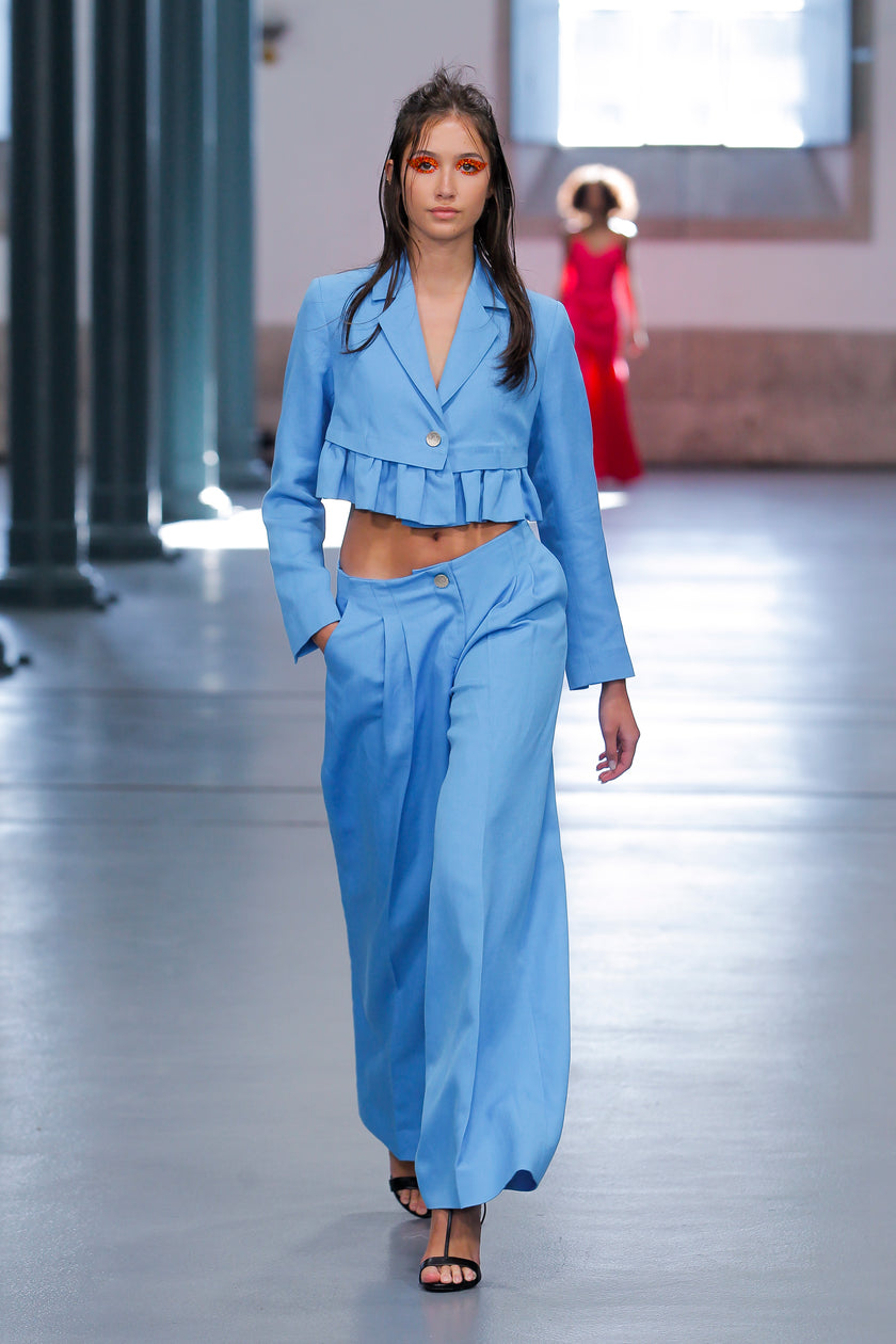 Lyocell and Linen Mini Blazer