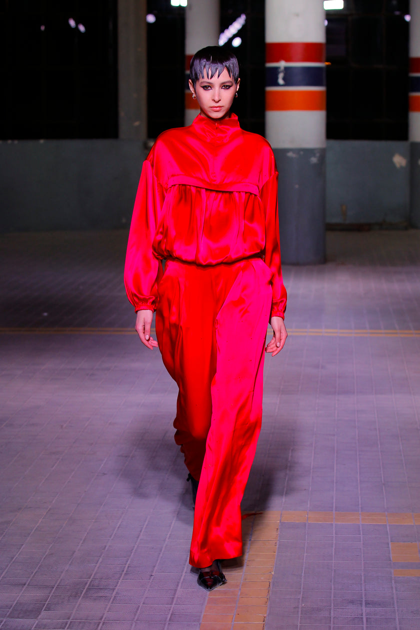 Bright Silk Blouse with Shiny Stones