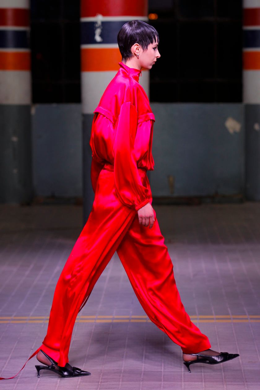 Bright Silk Large Pants with Shiny Stones