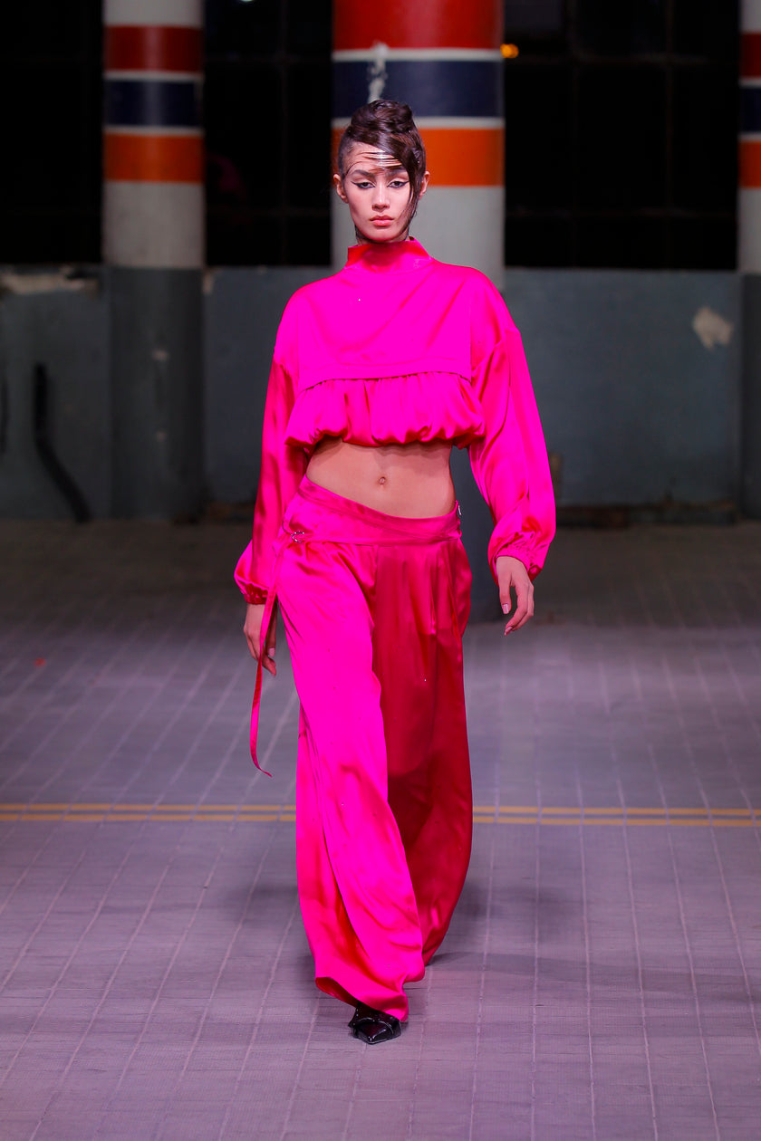 Bright Silk Blouse with Shiny Stones