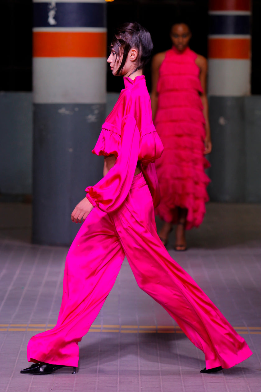 Bright Silk Blouse with Shiny Stones