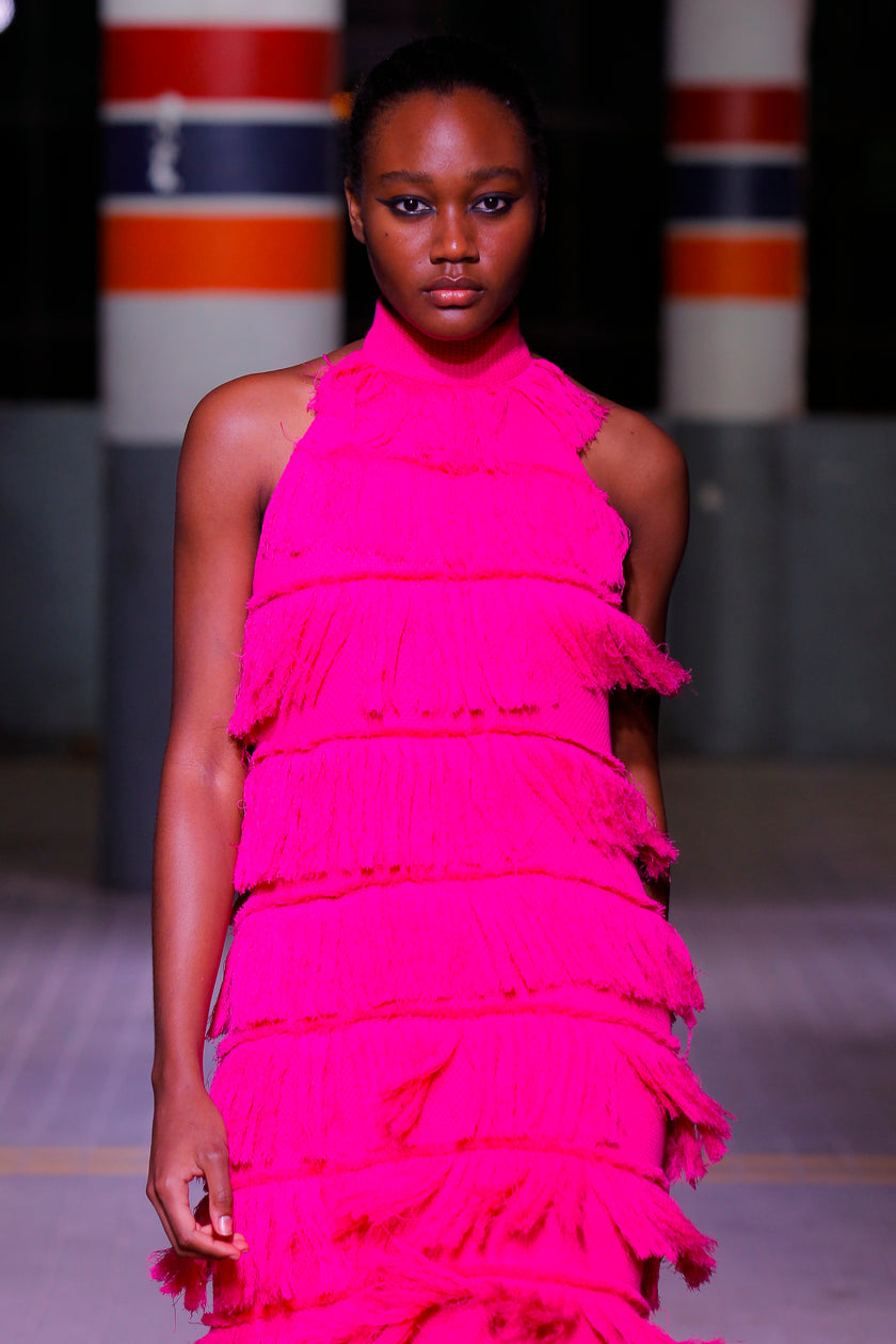 Knit Long Frayed Dress