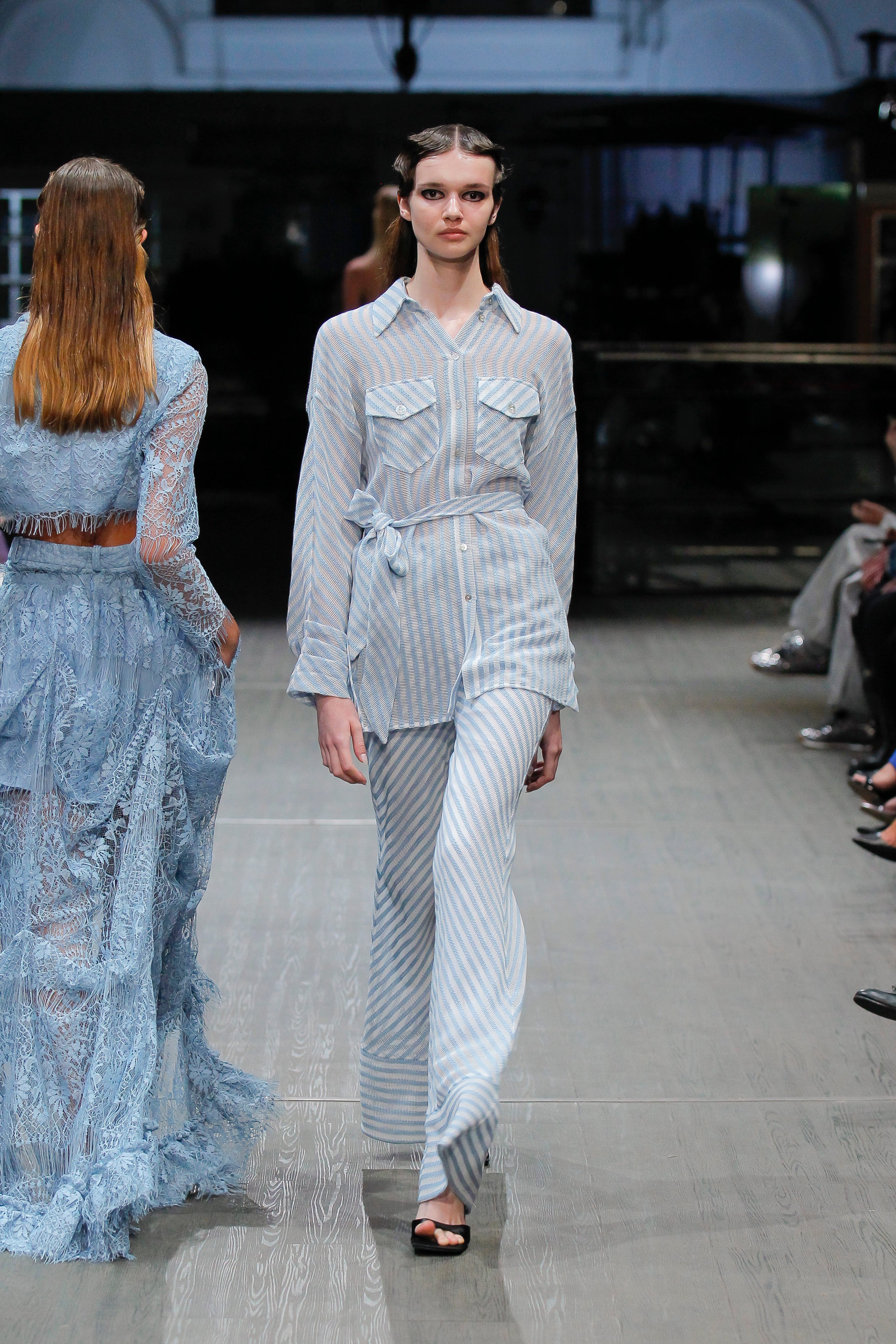 Striped Baby Blue and White Pants