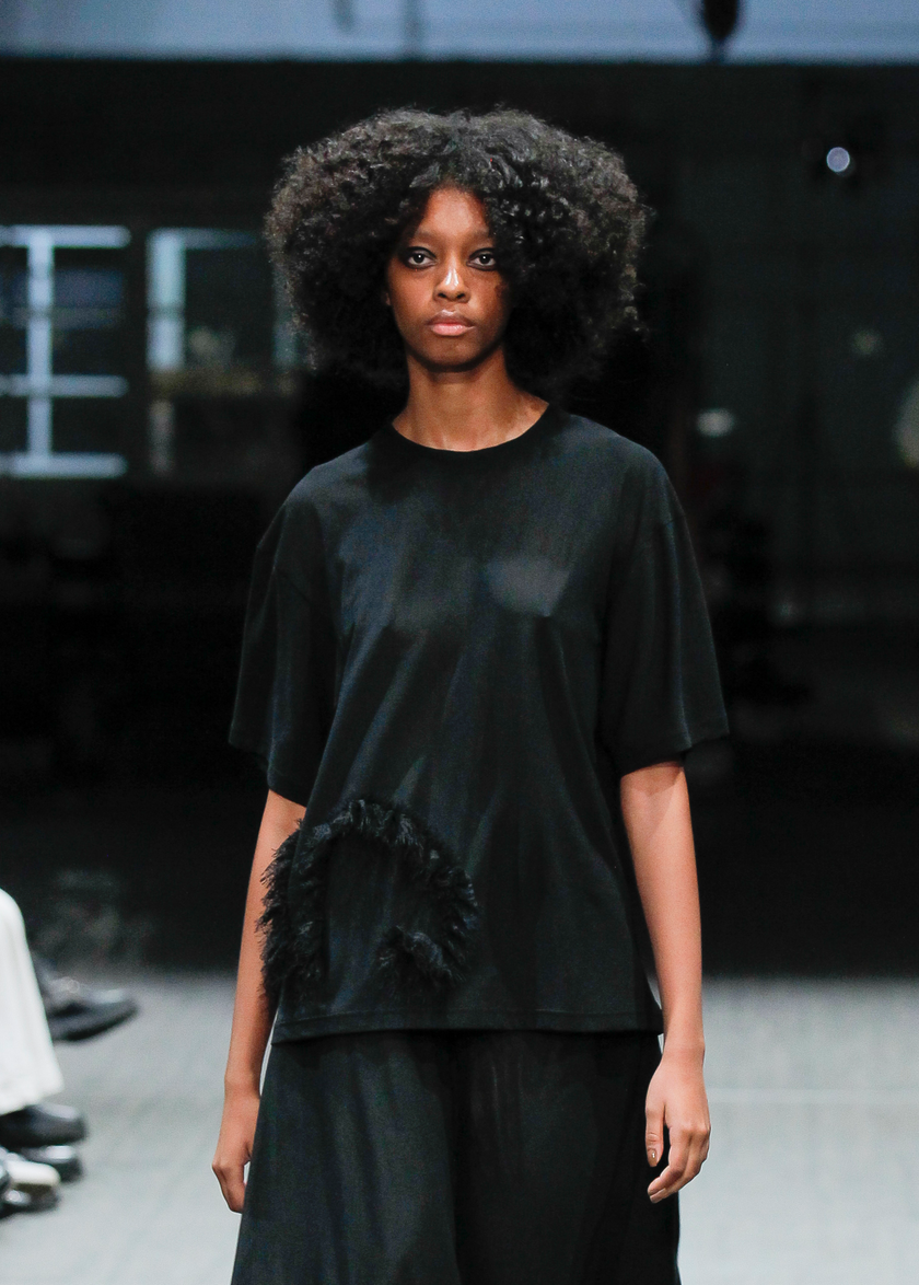 Tulle T-shirt with Fringed Lace