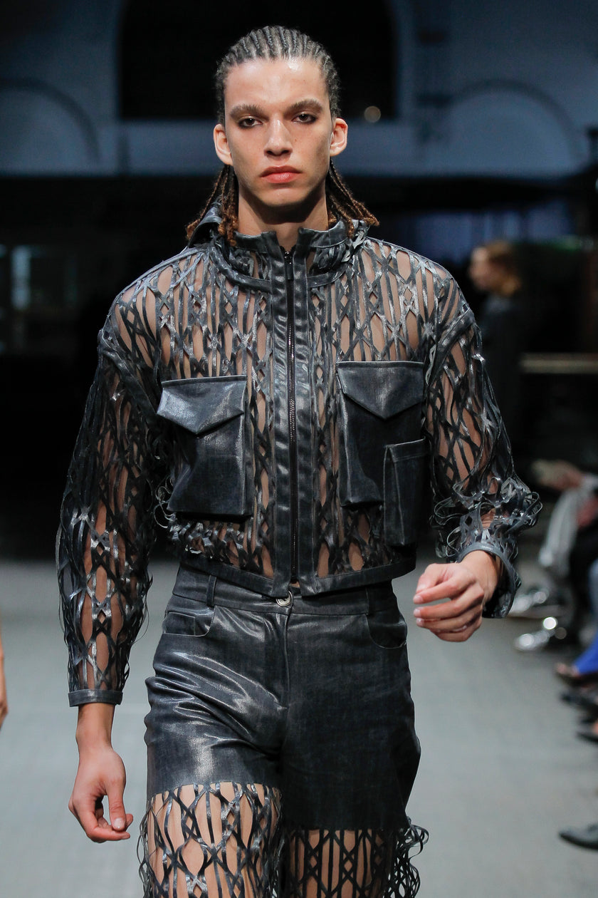 Denim Jacket with Transparent Foil and Laser