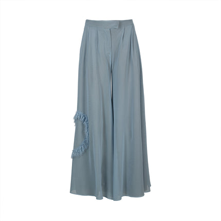 Tulle Wide Pants with Fringed lace