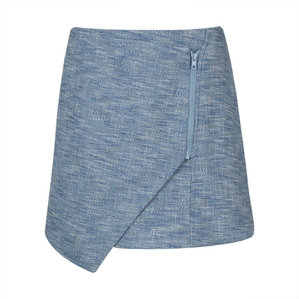 Cotton Asymmetrical Skirt with Zipper