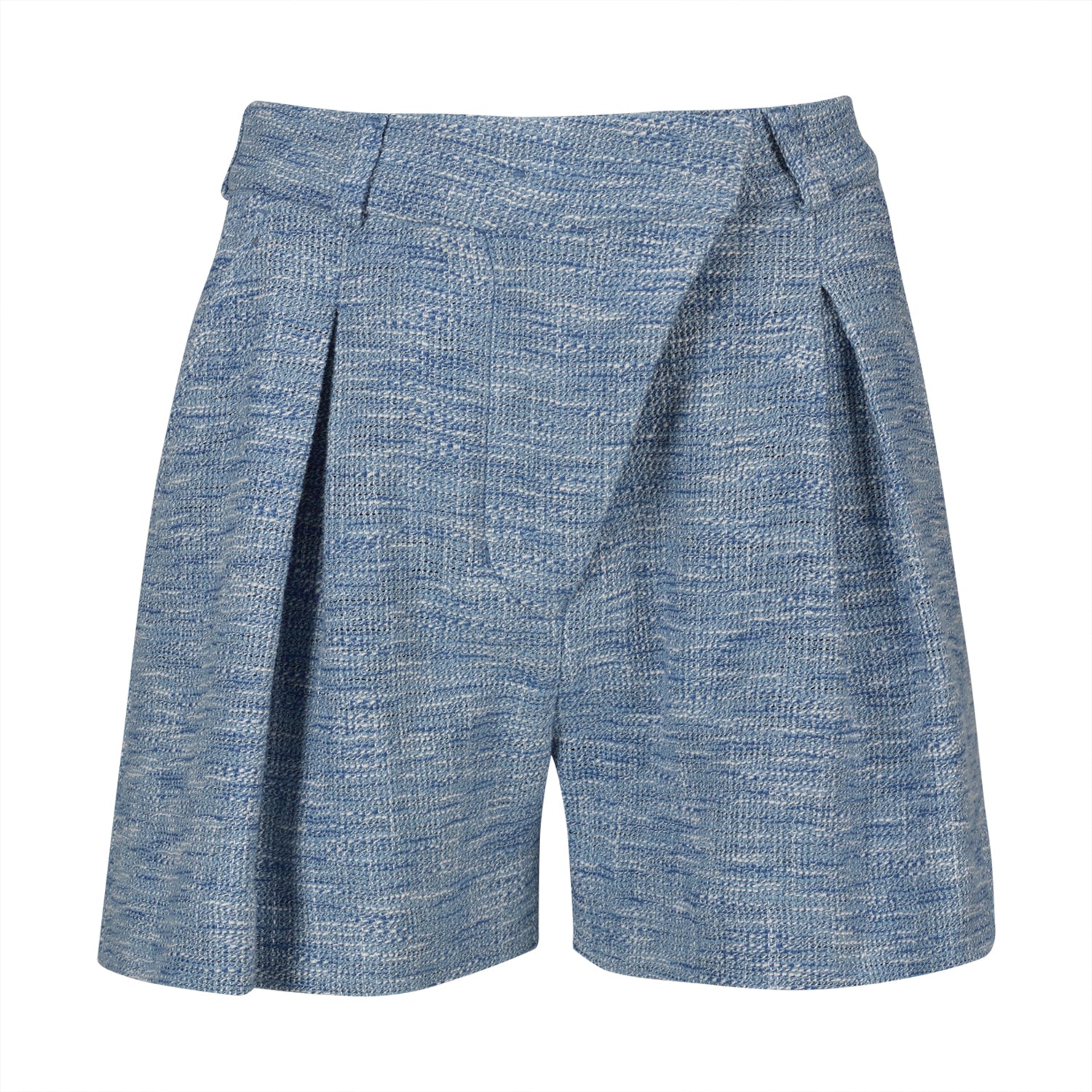 Cotton Blue Pleated Shorts