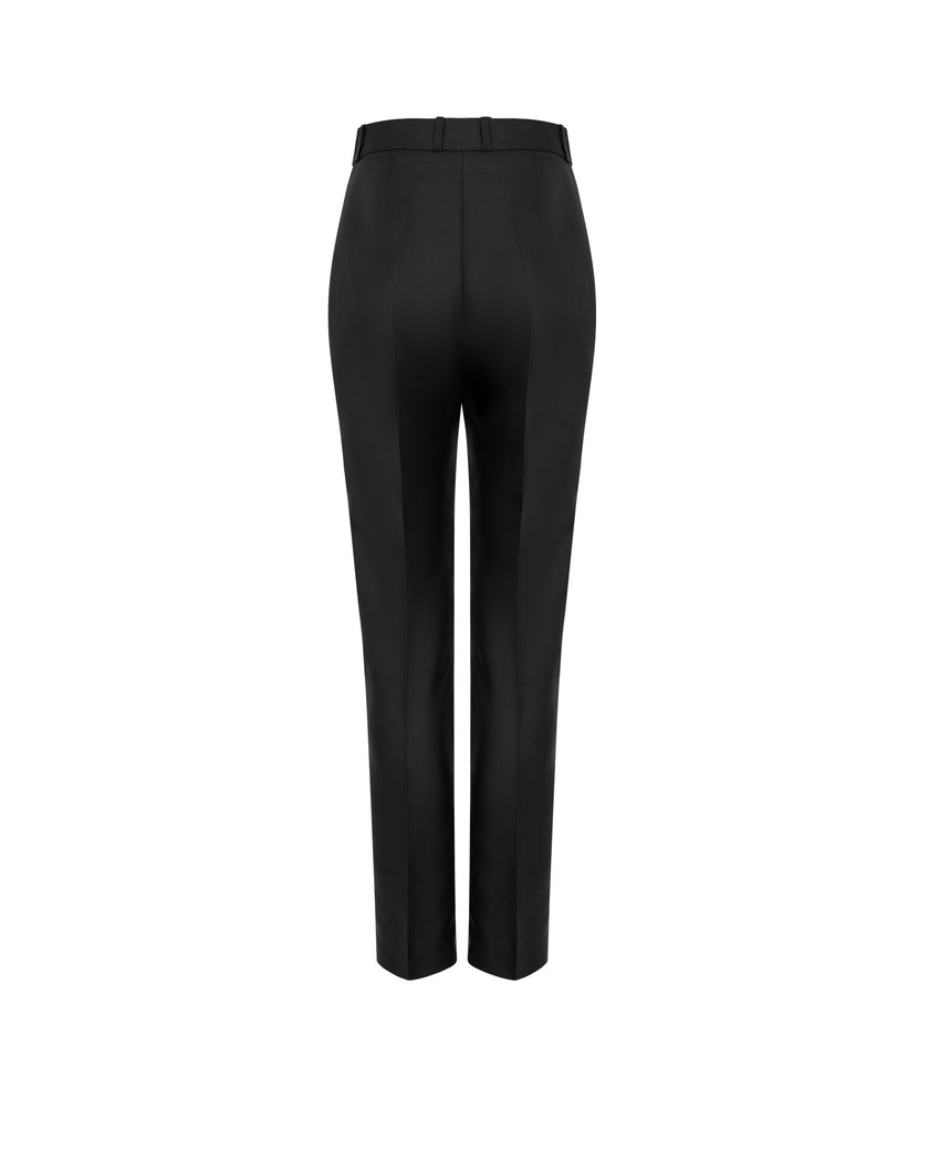 Slim-Fit Satin Tailored Pants