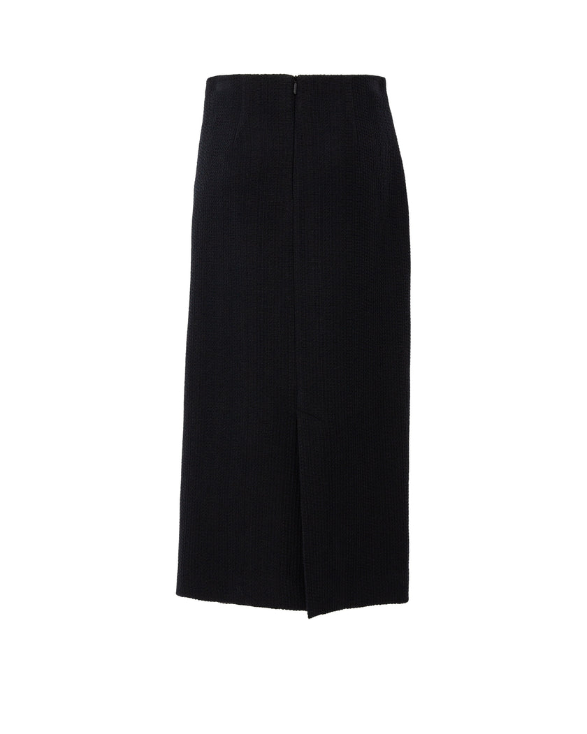 Black Draped Midi Skirt