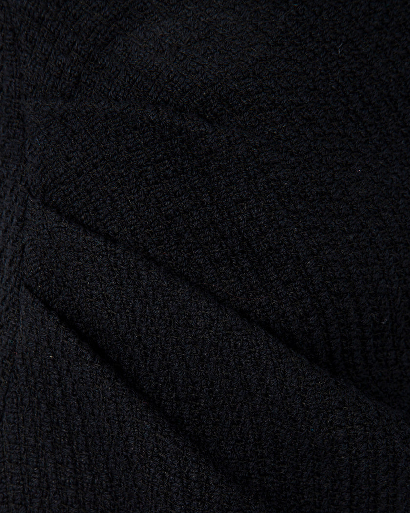 Black Draped Midi Skirt