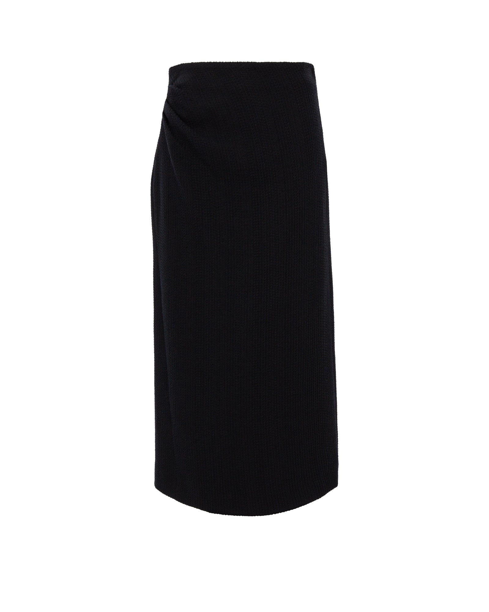 Black Draped Midi Skirt