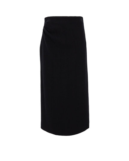 Black Draped Midi Skirt