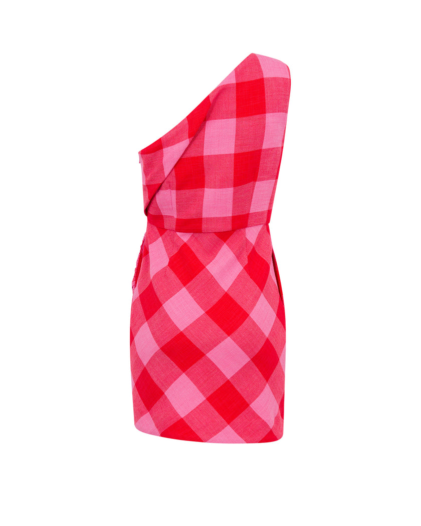 Asymmetrical Plaid Dress