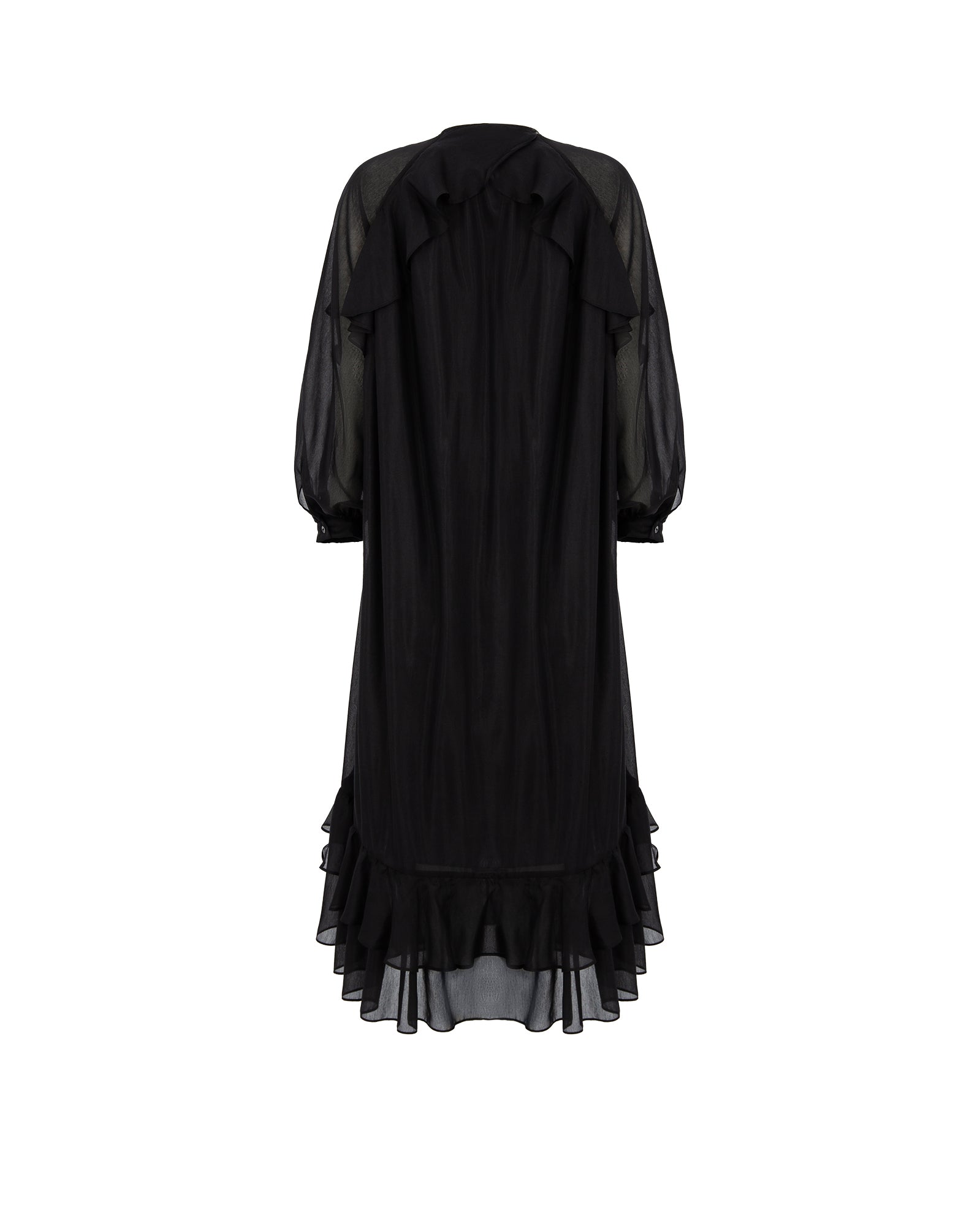 Ruffled V-Neck Long Dress