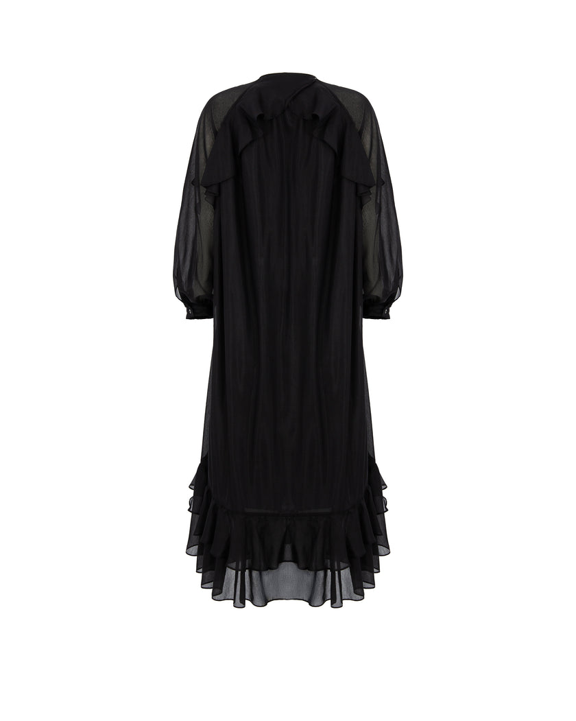 Ruffled V-Neck Long Dress