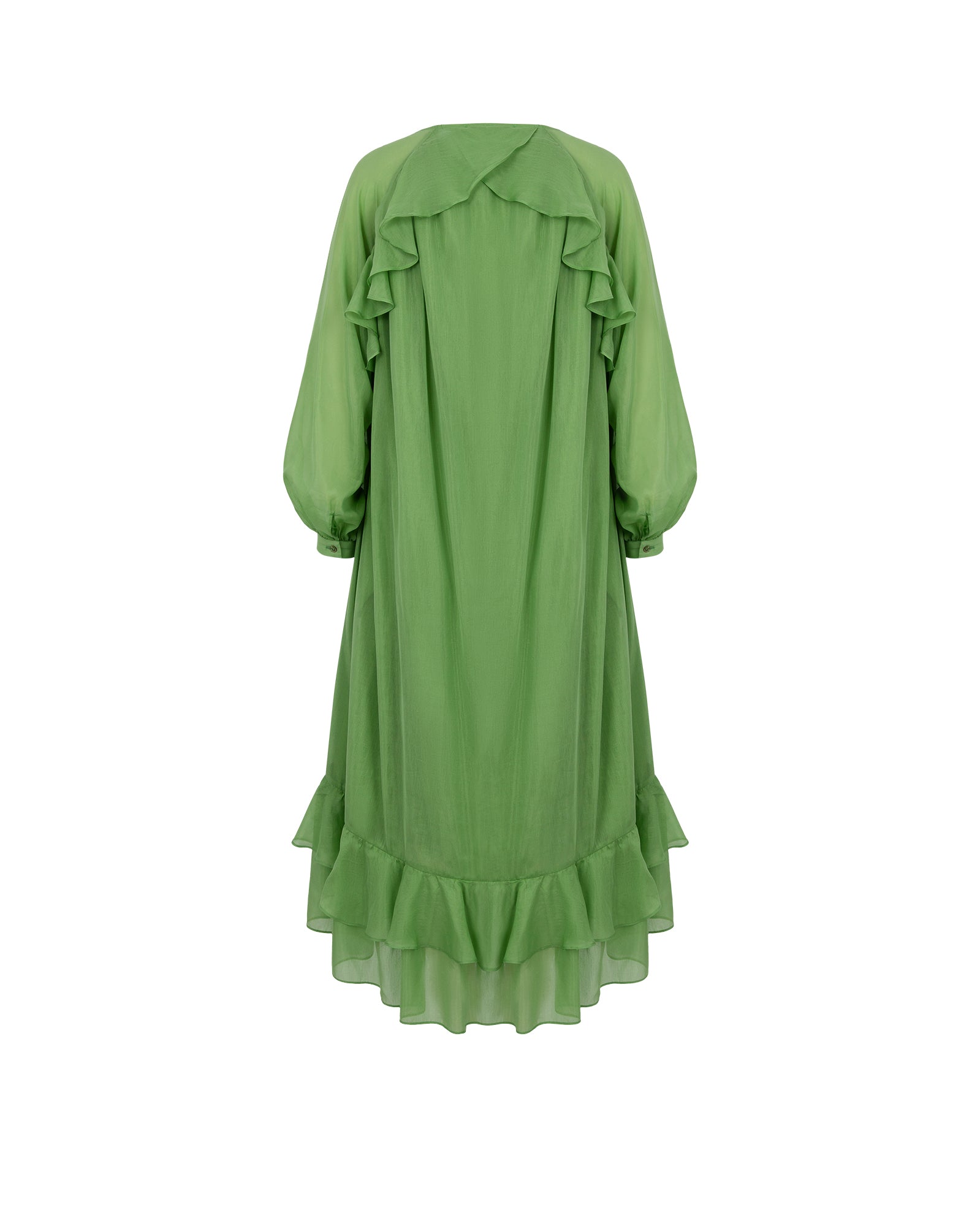 Ruffled V-Neck Long Dress