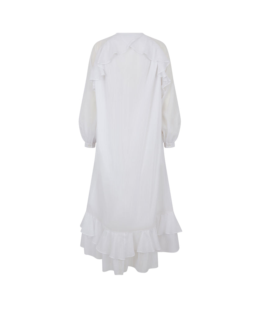 Ruffled V-Neck Long Dress