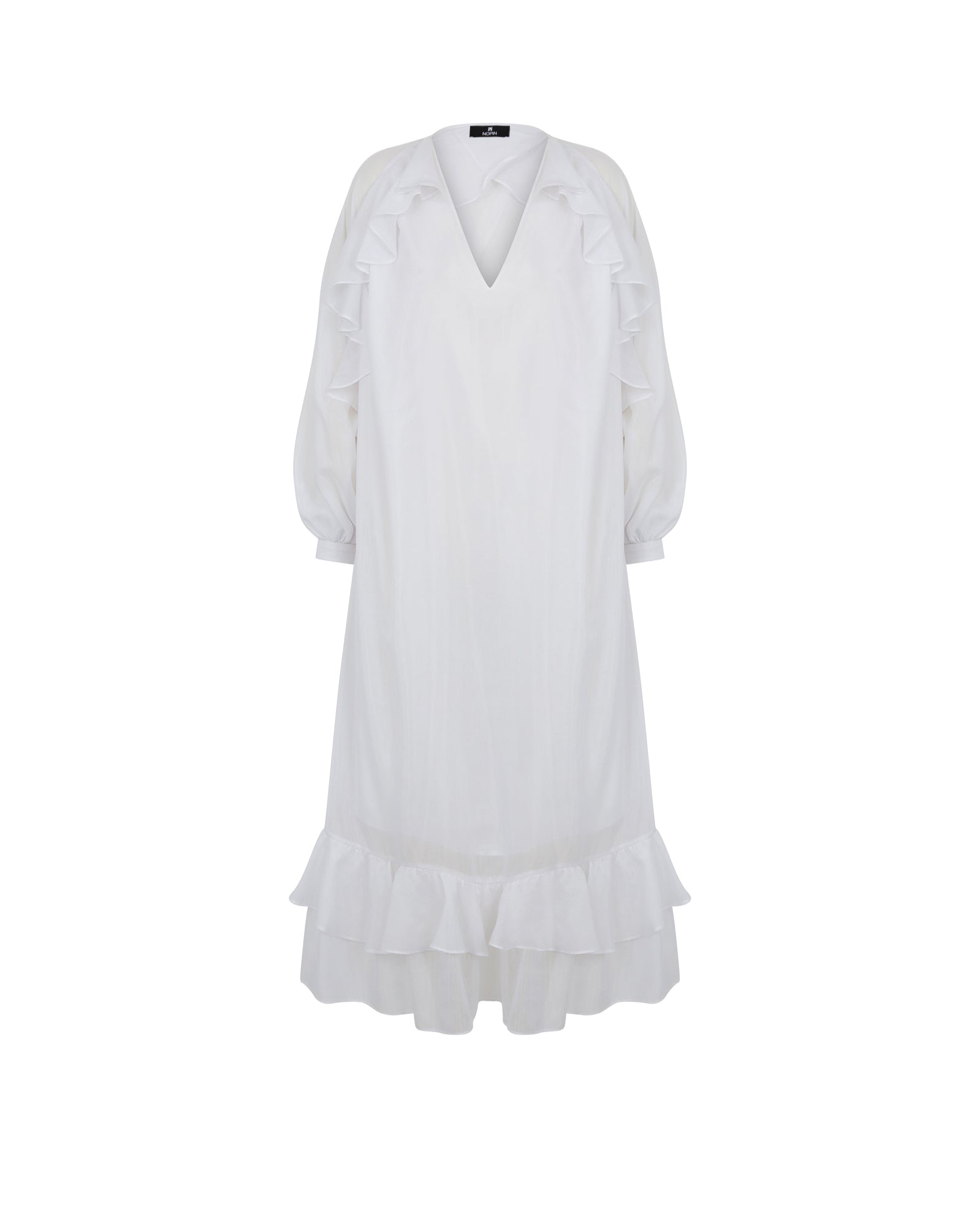 Ruffled V-Neck Long Dress