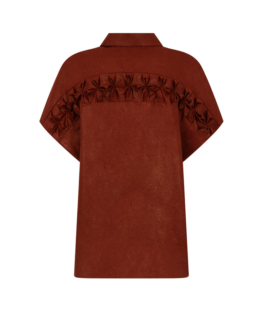 Shiny Linen Flower Shirt