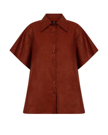 Shiny Linen Flower Shirt