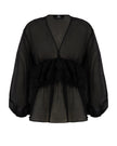 V-Neck Blouse with Evasé Ruffles
