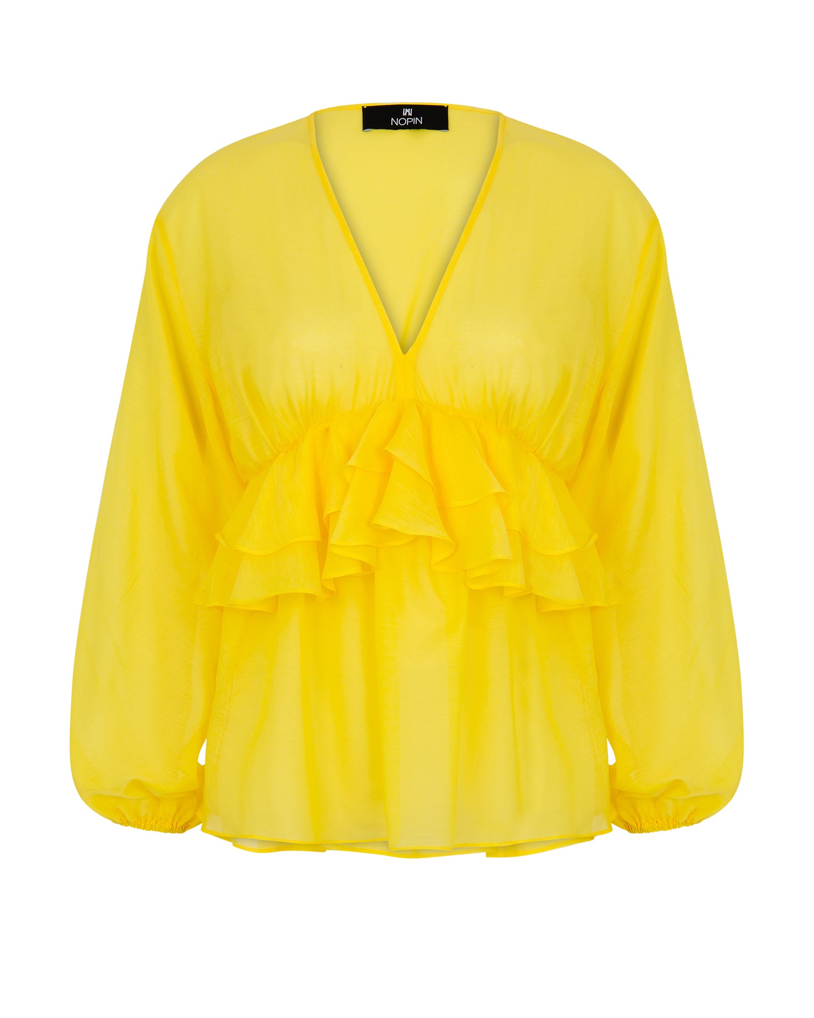 V-Neck Blouse with Evasé Ruffles