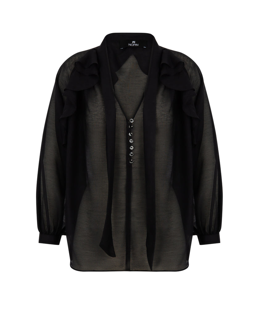 Ruffled Blouse with Bow