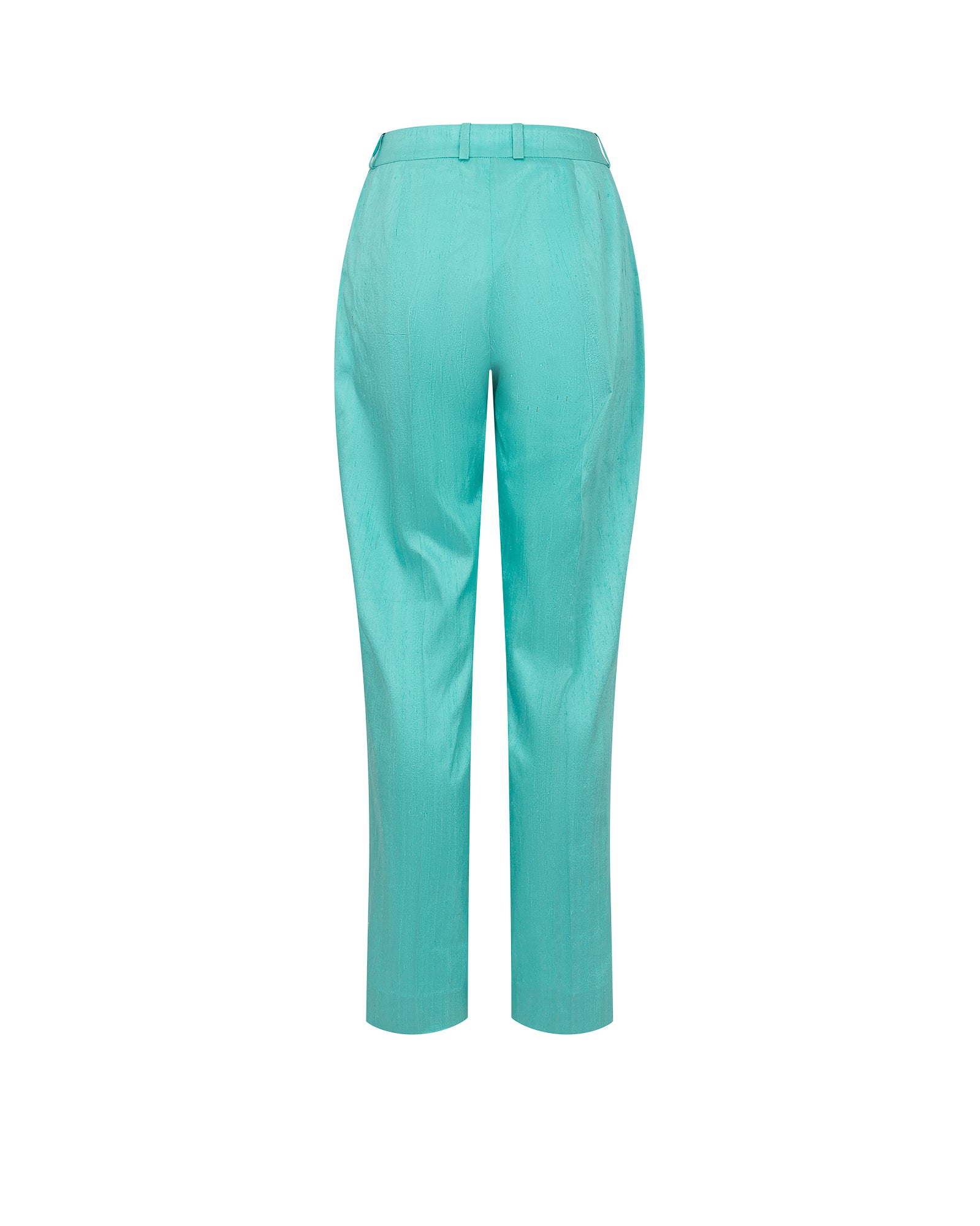 Turquoise pants on a white background
