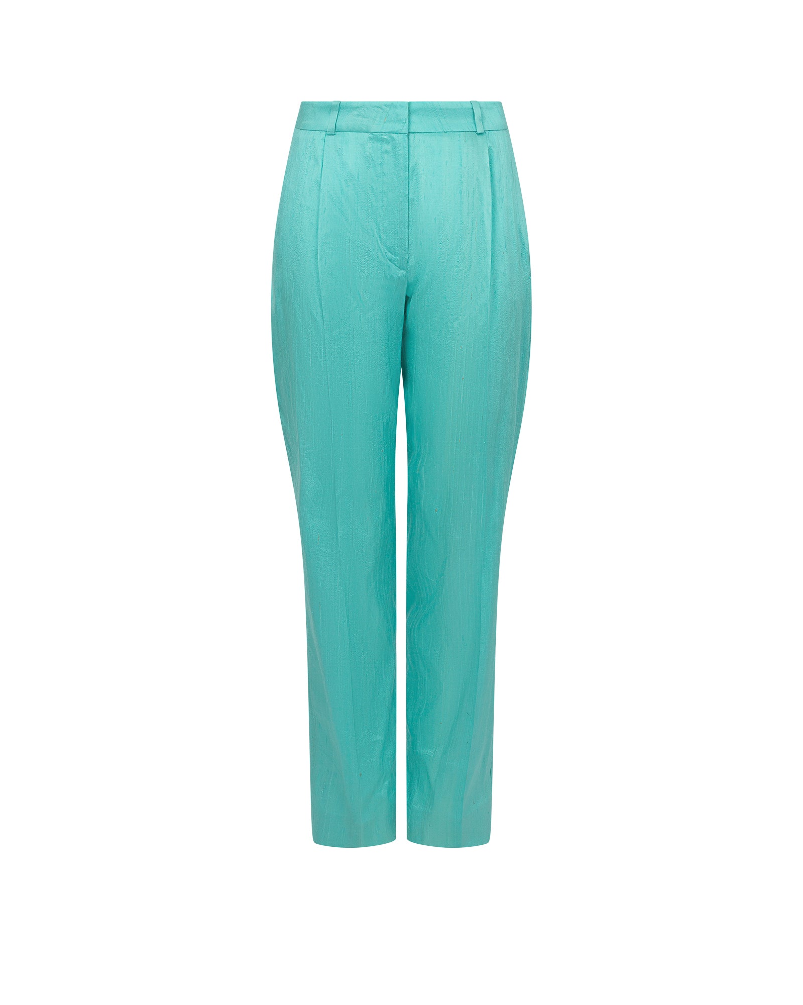 Turquoise pants on a white background