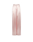 Pink satin pants on a white background