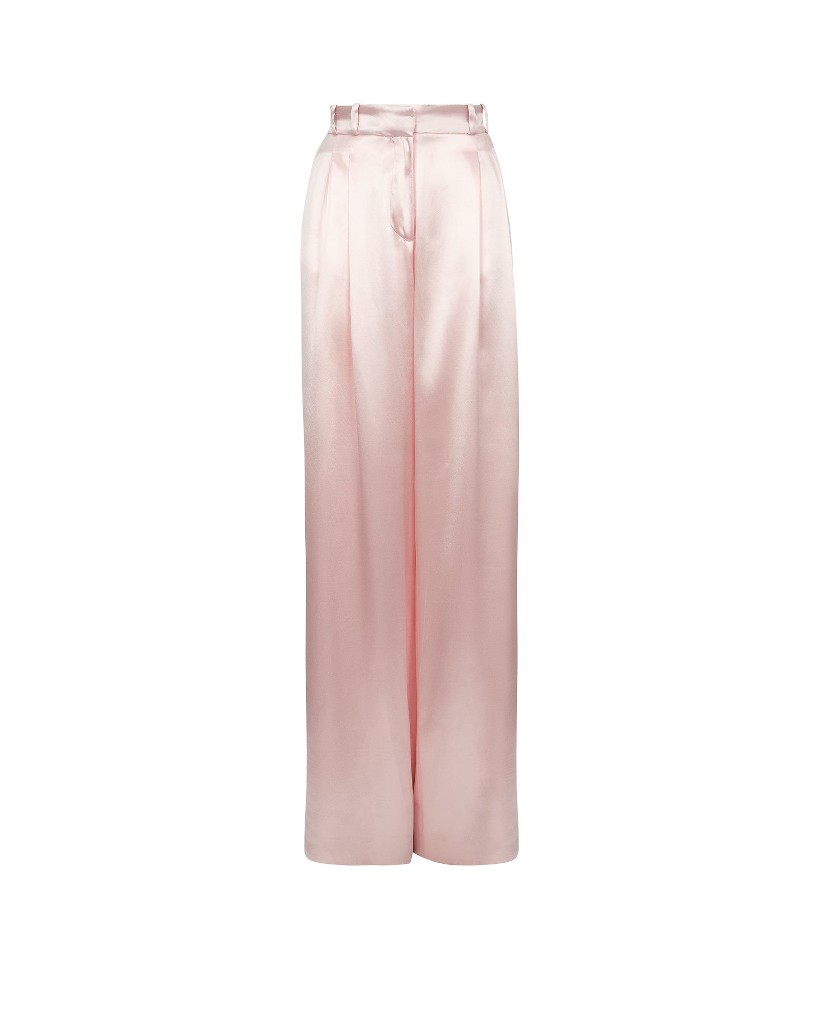 Pink satin pants on a white background