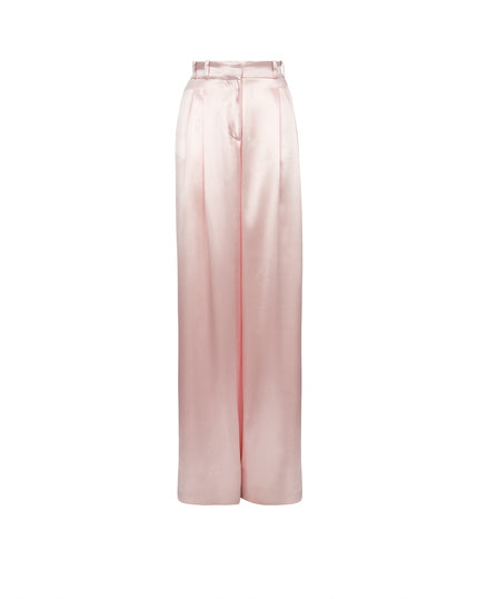 Pink satin pants on a white background