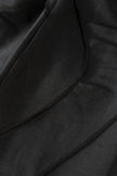 Close-up of a black leather jacket with visible stitching