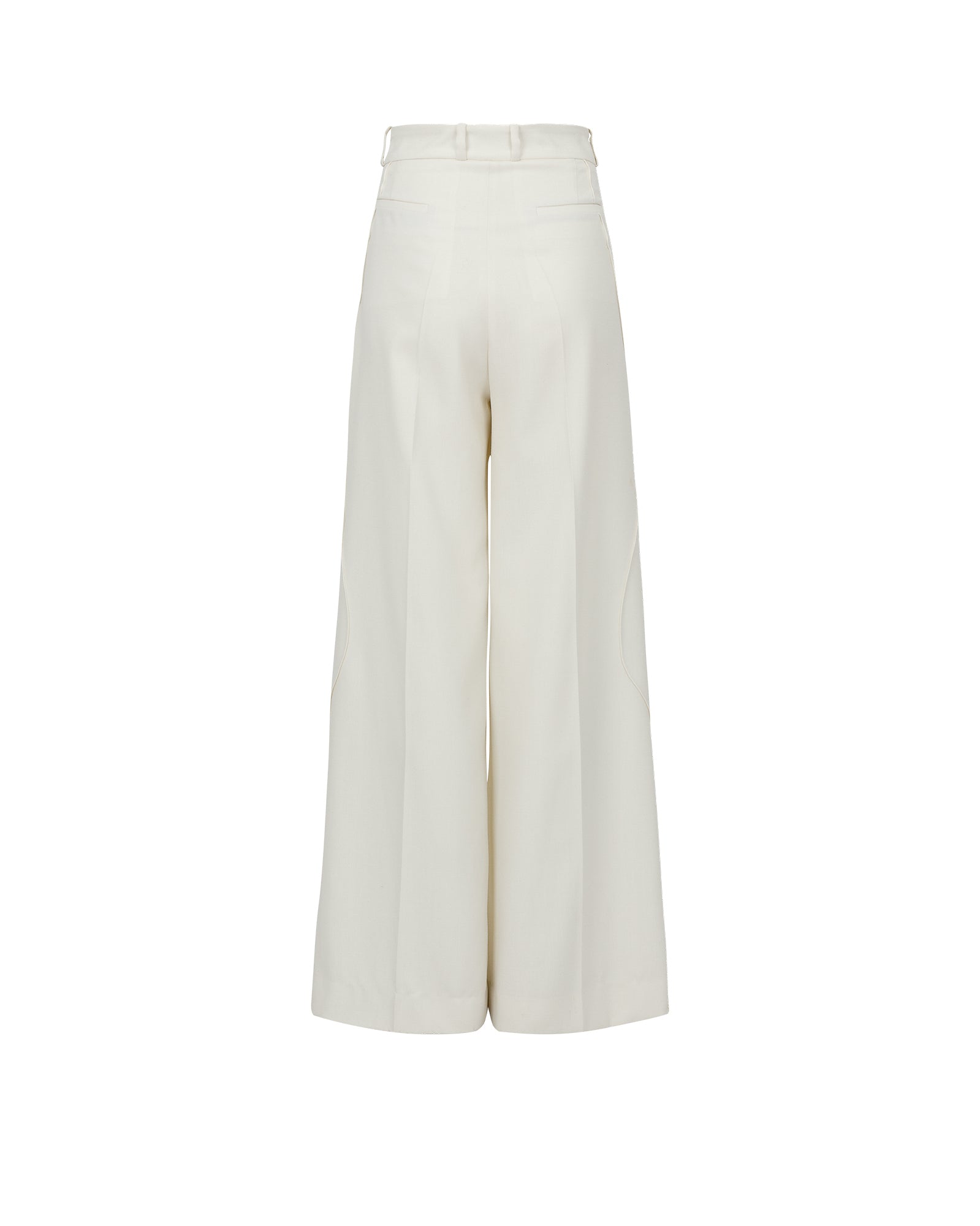 White wide-leg pants on a white background