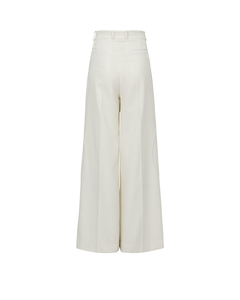White wide-leg pants on a white background