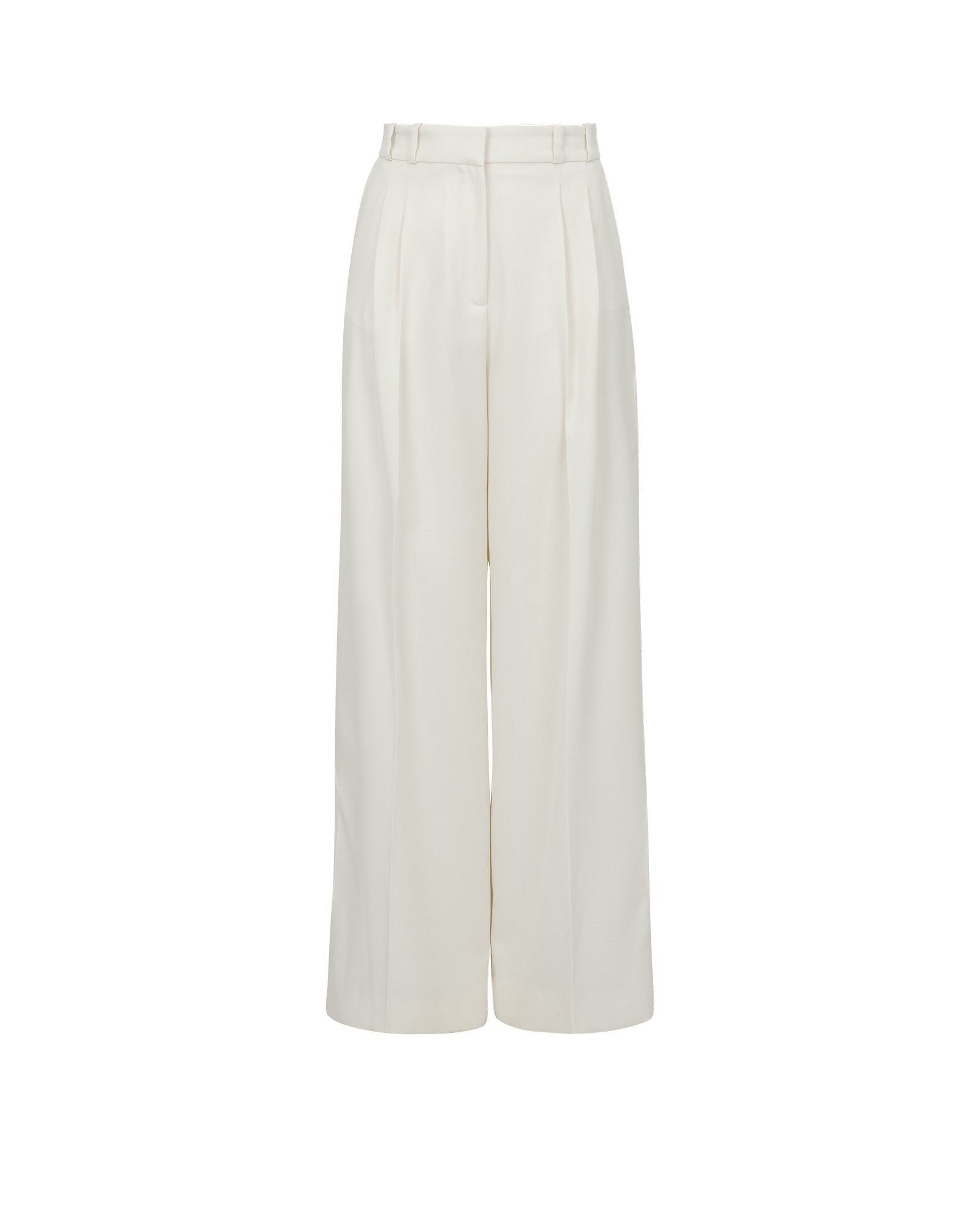 White wide-leg pants on a white background